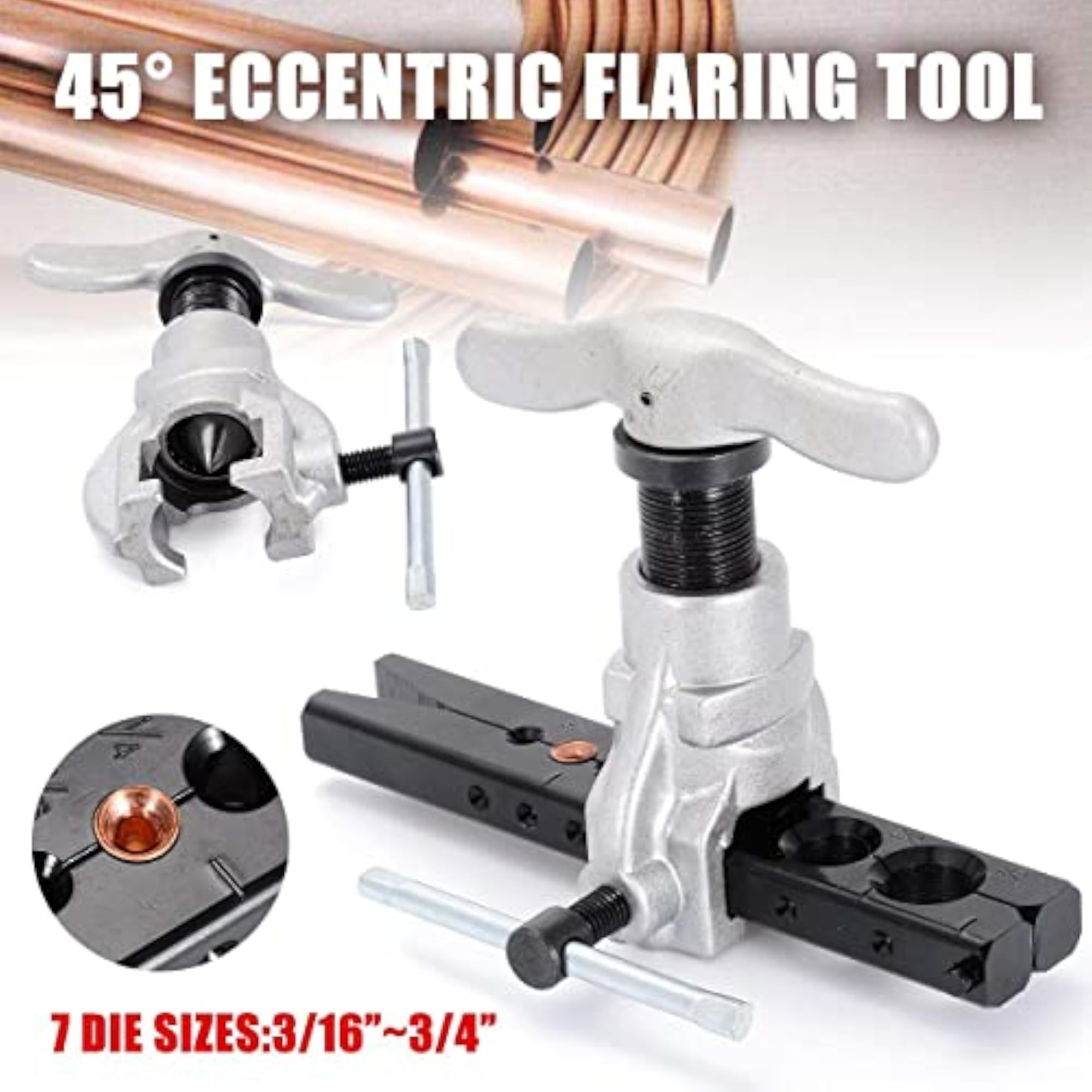 3/16 to 3/4 45 Degree Eccentric Flaring Tool Set